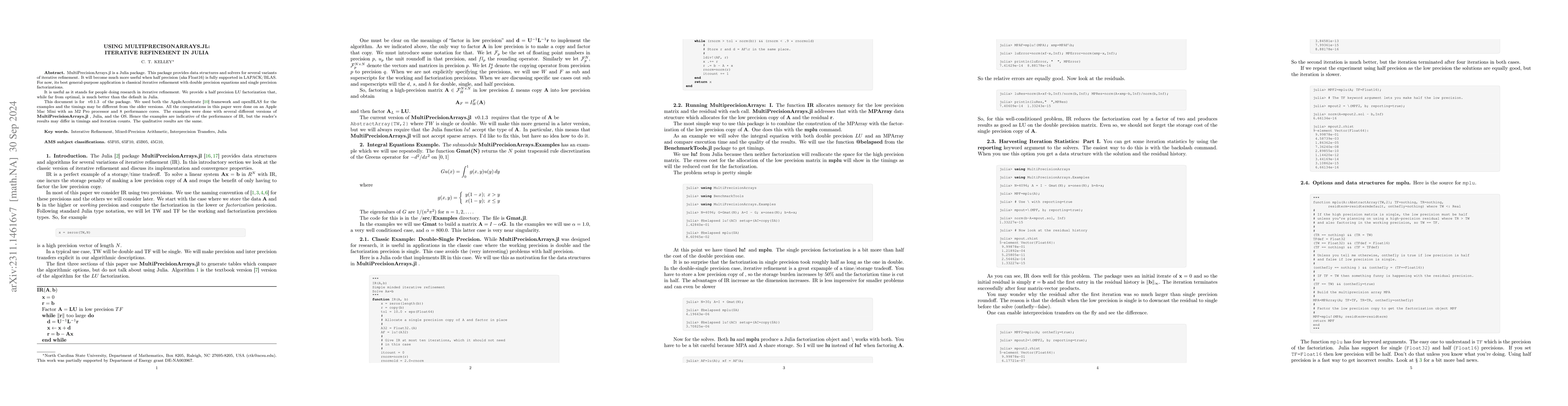 Thumbnail for Using MultiPrecisonArrays.jl: Iterative Refinement in Julia