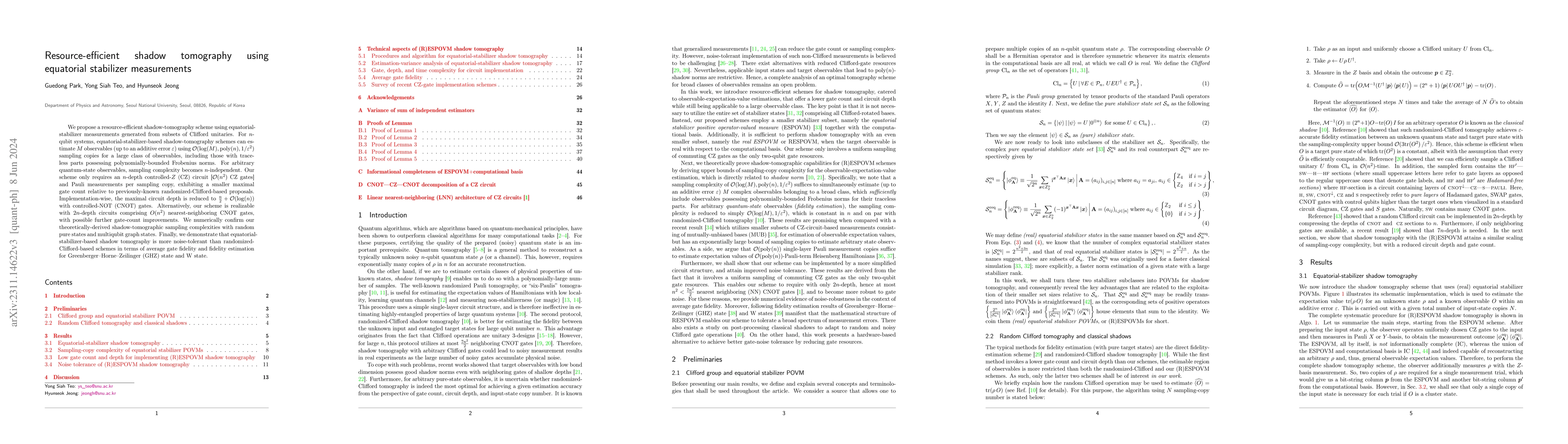 Thumbnail for Resource-efficient shadow tomography using equatorial stabilizer
  measurements