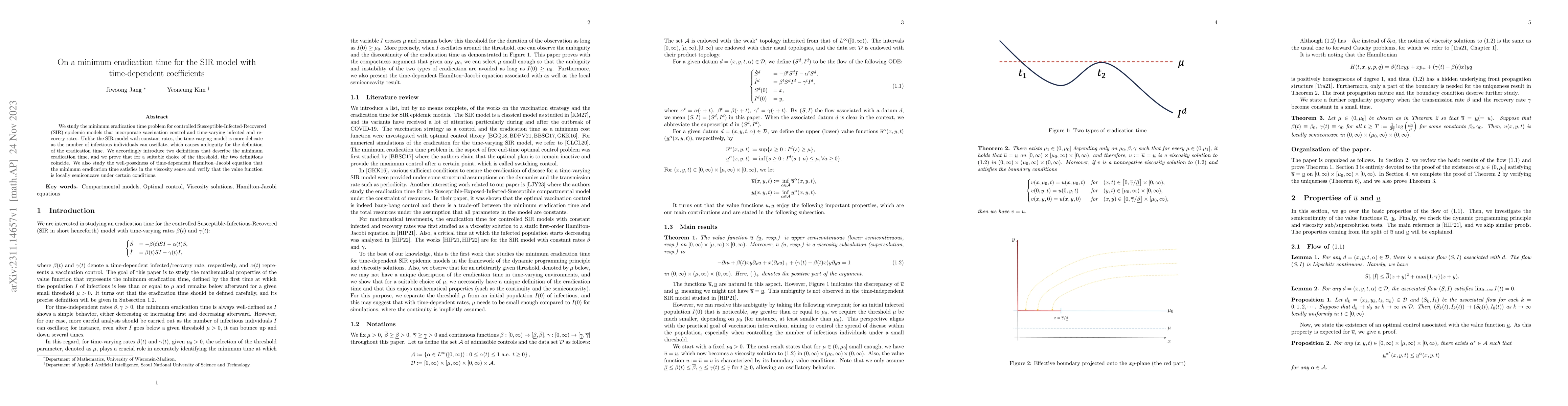 Thumbnail for On a minimum eradication time for the SIR model with time-dependent
  coefficients