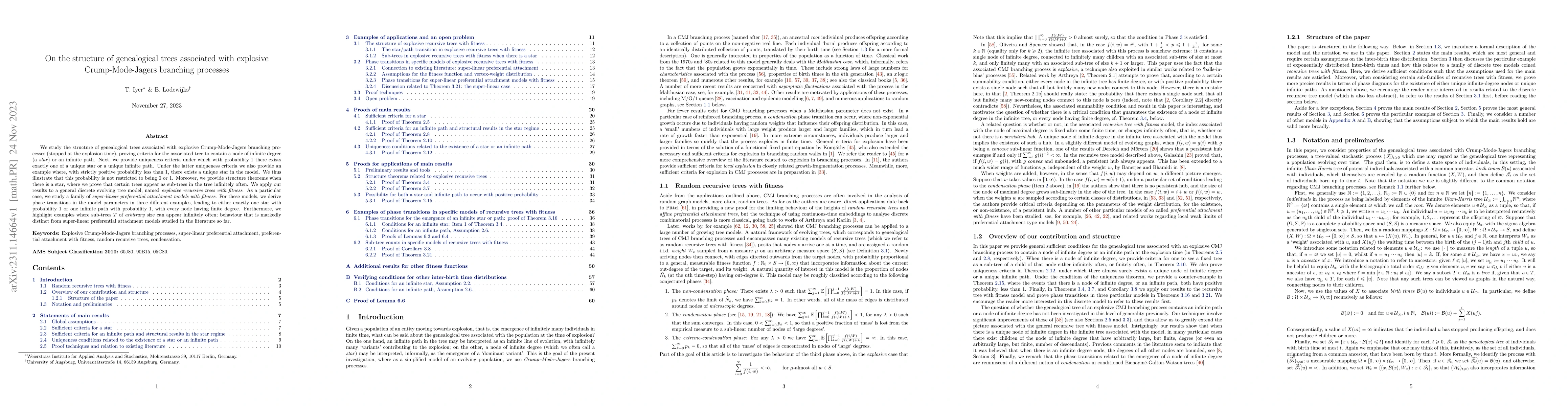 Thumbnail for On the structure of genealogical trees associated with explosive
  Crump-Mode-Jagers branching processes