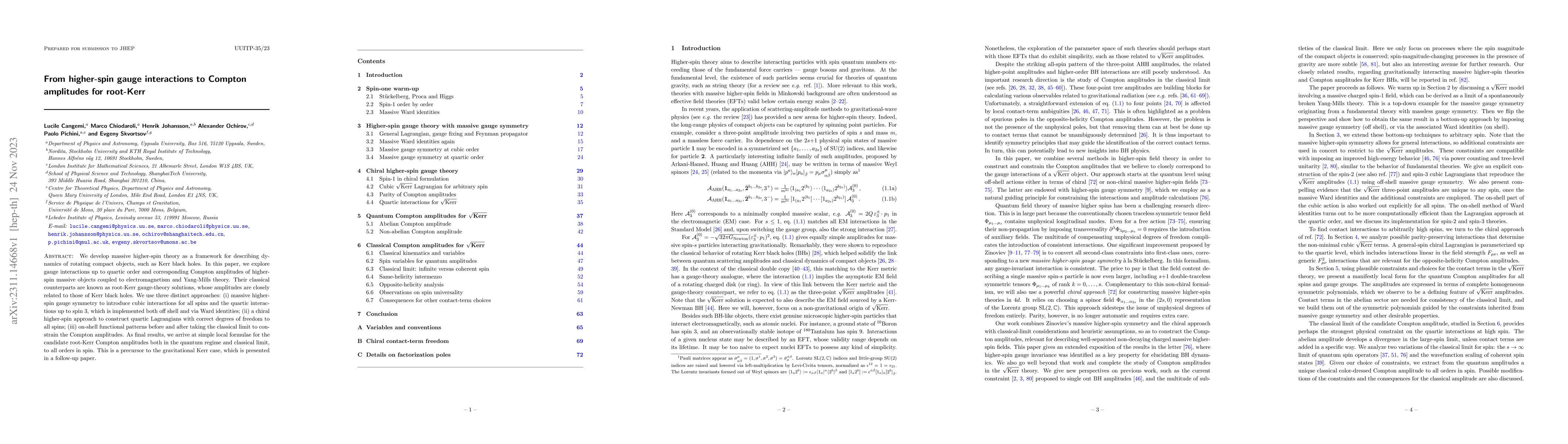 Thumbnail for From higher-spin gauge interactions to Compton amplitudes for root-Kerr