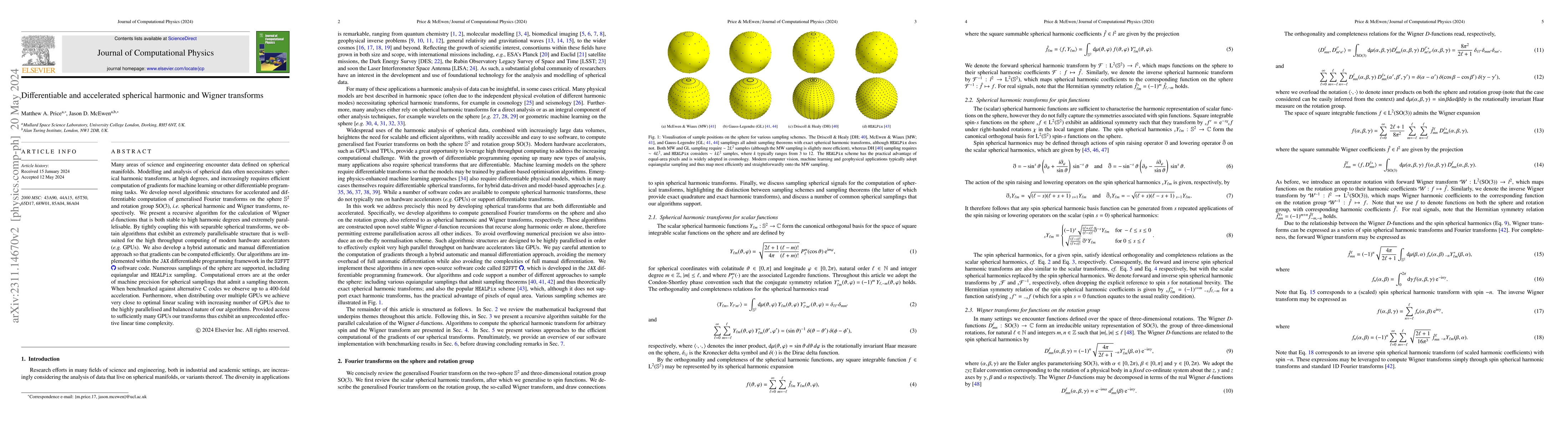 Thumbnail for Differentiable and accelerated spherical harmonic and Wigner transforms