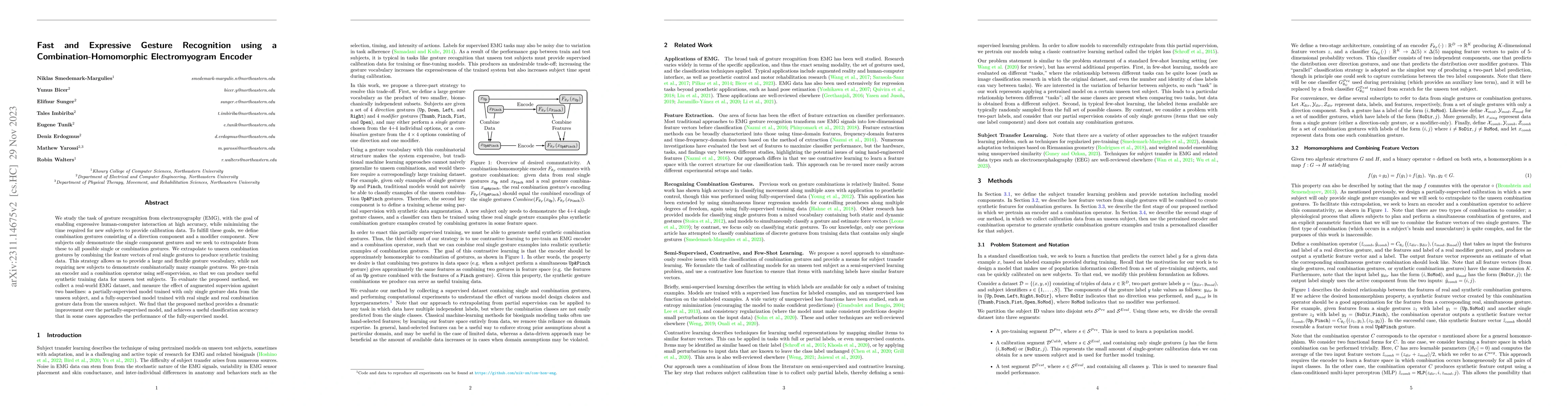 Thumbnail for Fast and Expressive Gesture Recognition using a Combination-Homomorphic
  Electromyogram Encoder