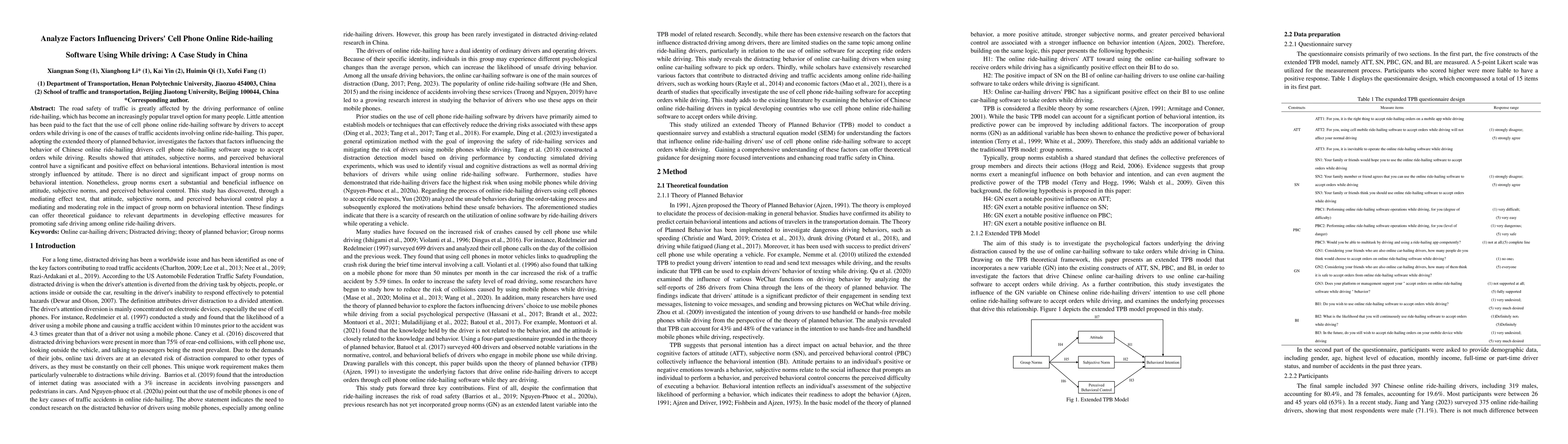 Thumbnail for Analyze Factors Influencing Drivers' Cell Phone Online Ride-hailing
  Software Using While driving: A Case Study in China