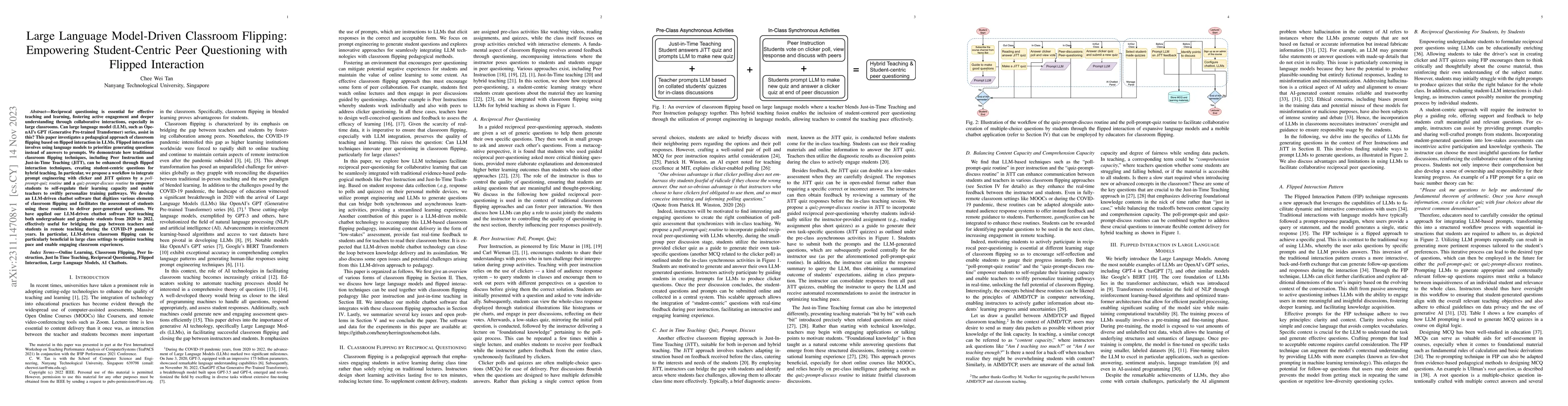 Thumbnail for Large Language Model-Driven Classroom Flipping: Empowering
  Student-Centric Peer Questioning with Flipped Interaction