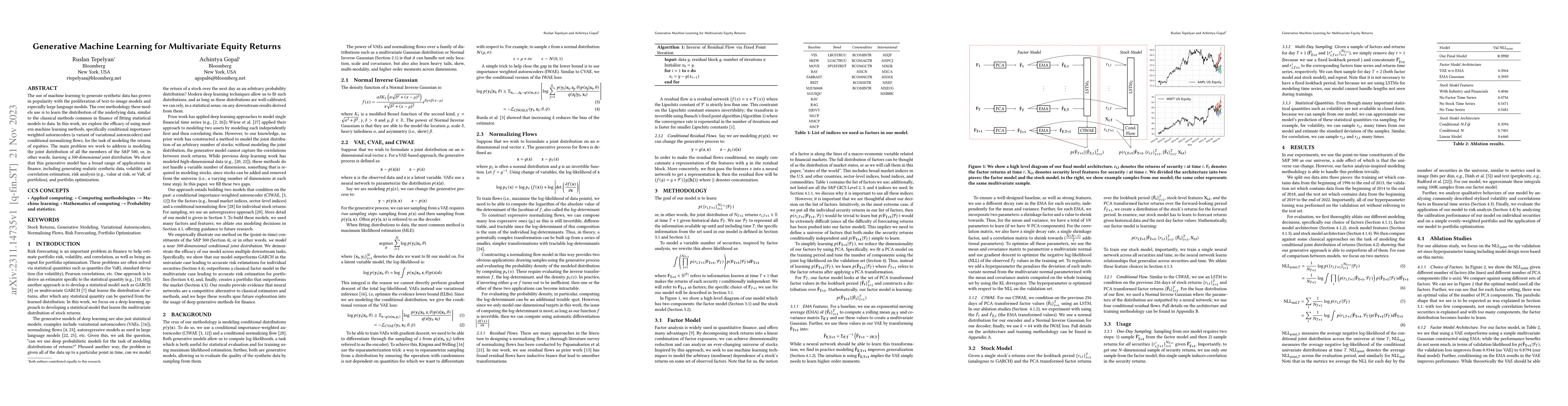Thumbnail for Generative Machine Learning for Multivariate Equity Returns