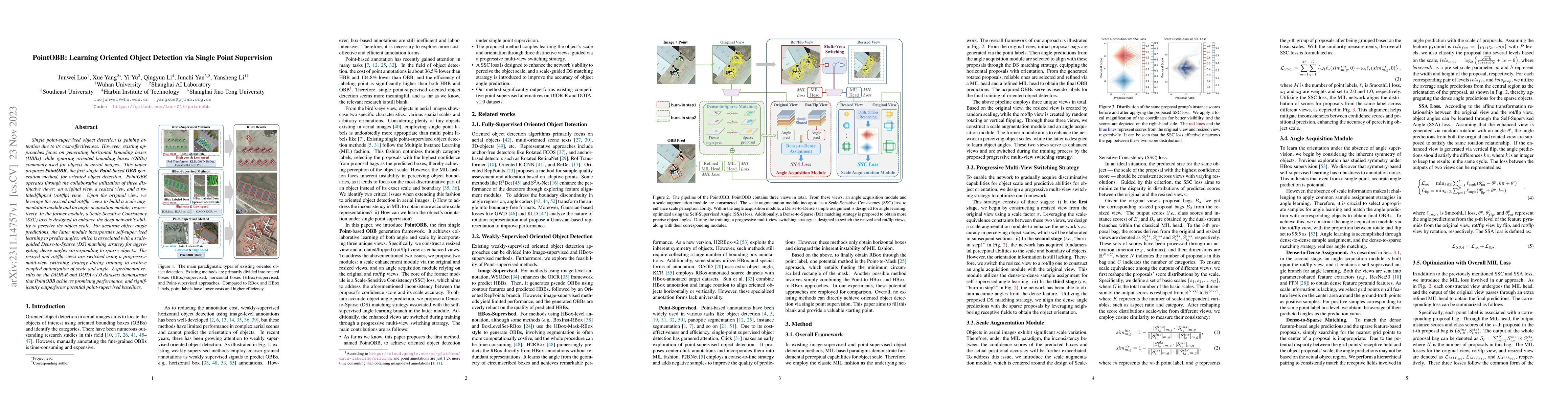 Thumbnail for PointOBB: Learning Oriented Object Detection via Single Point
  Supervision