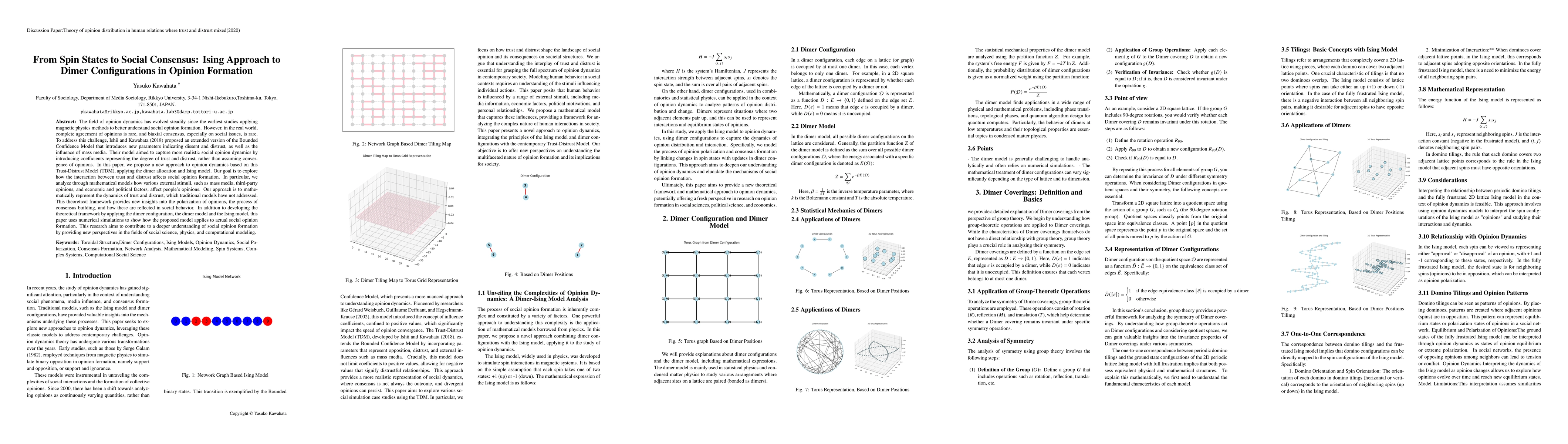 Thumbnail for From Spin States to Social Consensus: Ising Approach to Dimer
  Configurations in Opinion Formation
