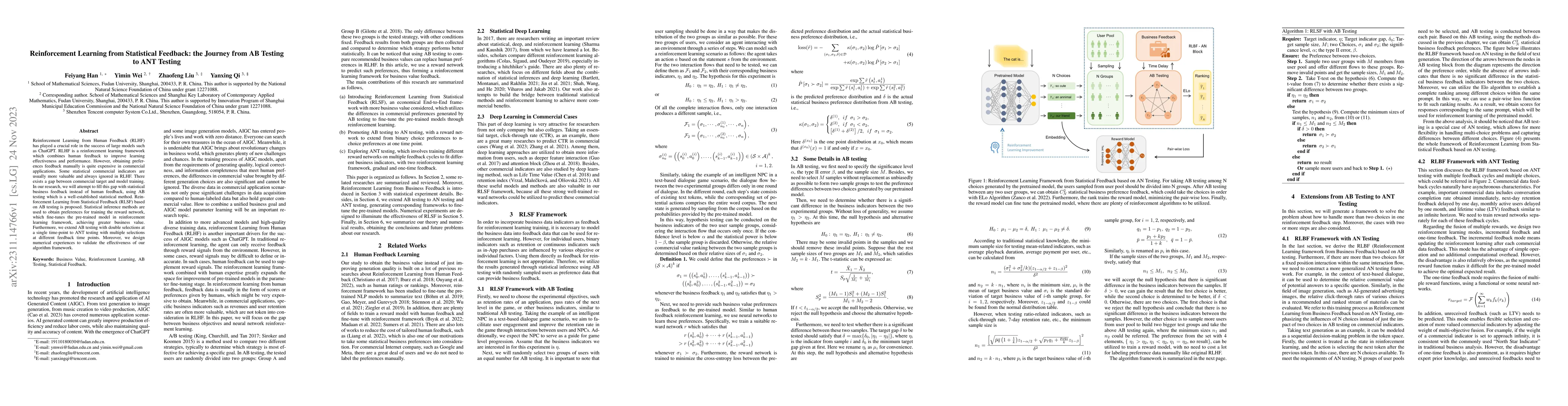 Thumbnail for Reinforcement Learning from Statistical Feedback: the Journey from AB
  Testing to ANT Testing
