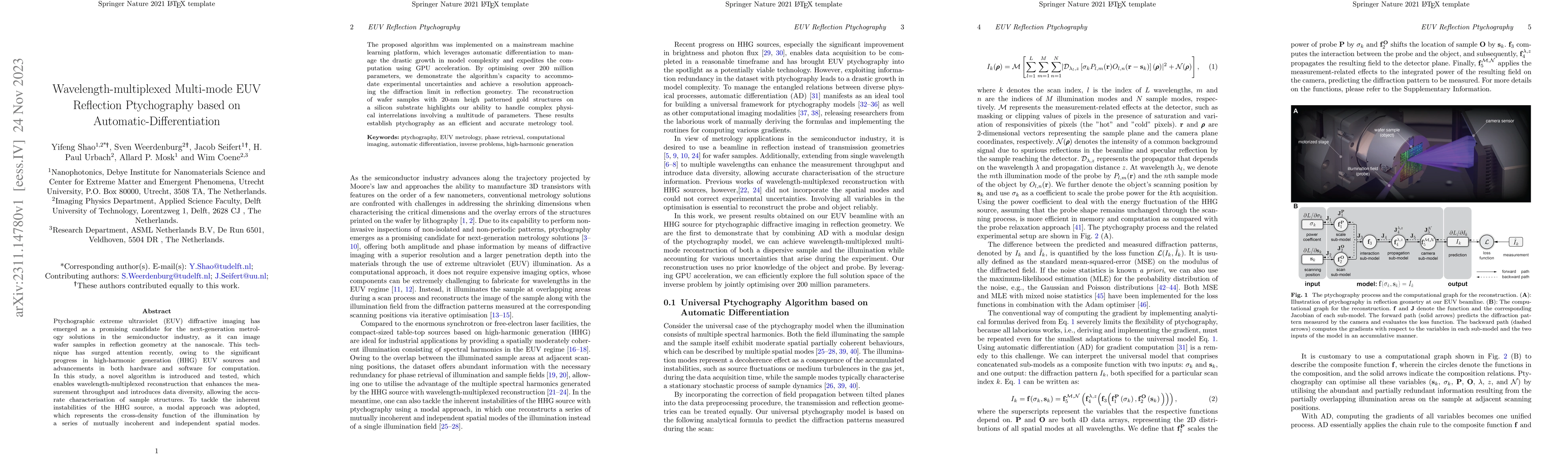 Thumbnail for Wavelength-multiplexed Multi-mode EUV Reflection Ptychography based on
  Automatic-Differentiation