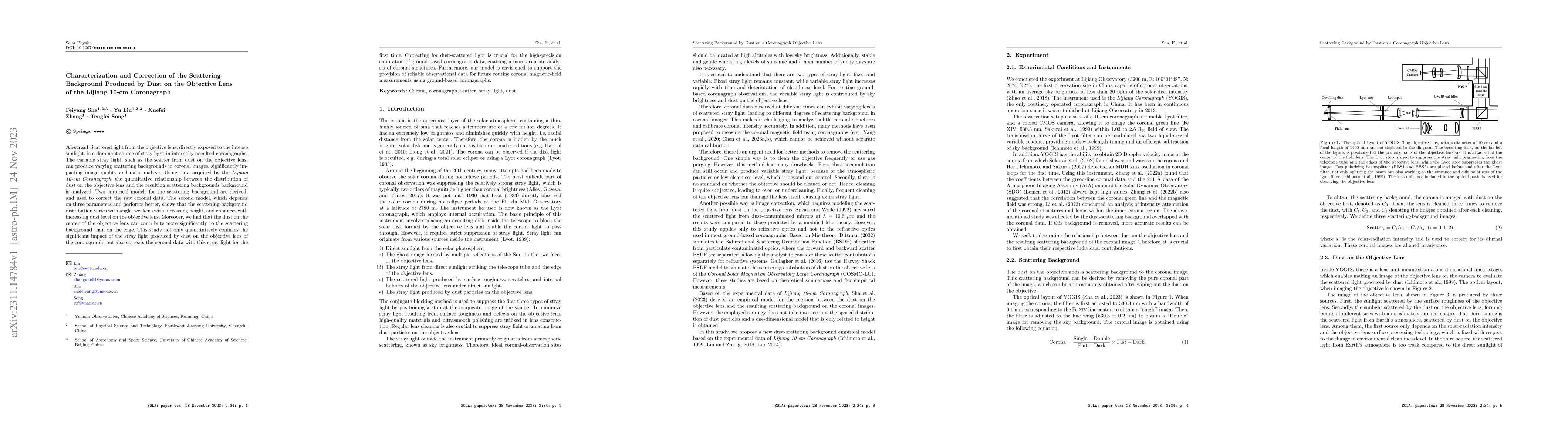Thumbnail for Characterization and Correction of the Scattering Background Produced by
  Dust on the Objective Lens of the Lijiang 10-cm Coronagraph