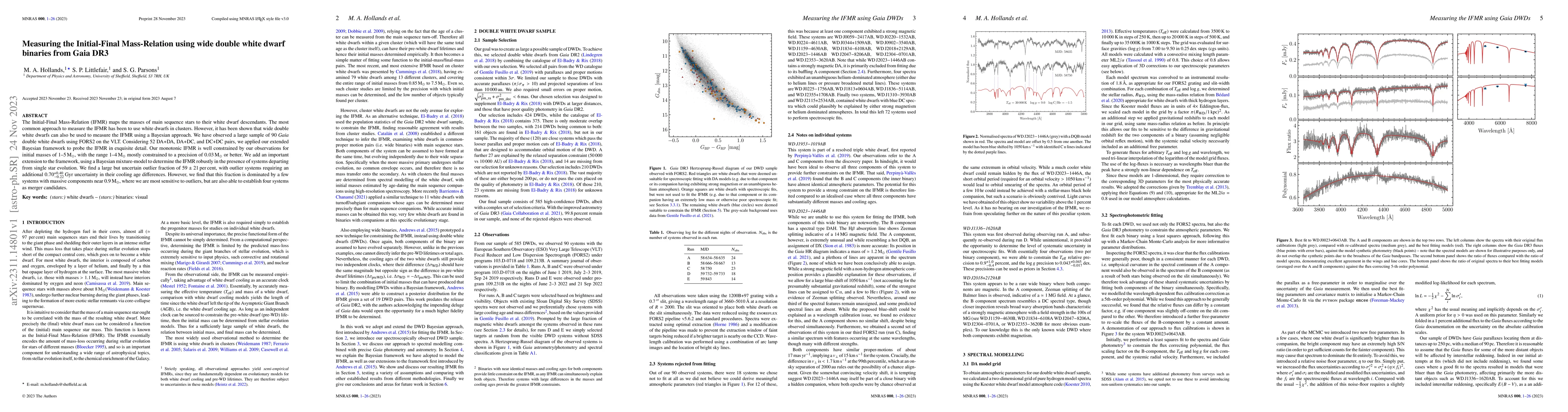 Thumbnail for Measuring the Initial-Final Mass-Relation using wide double white dwarf
  binaries from Gaia DR3