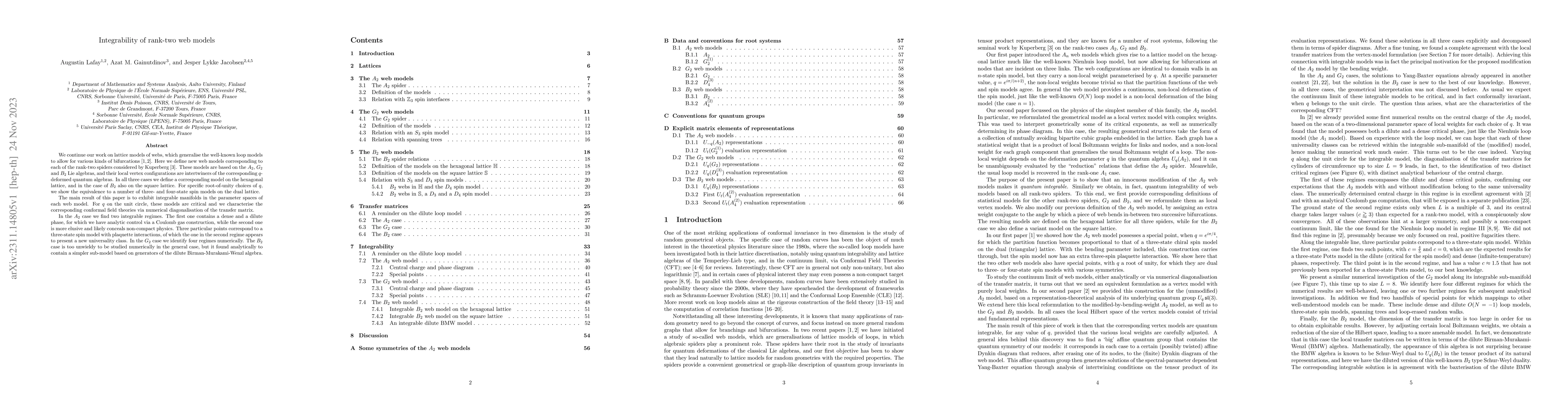 Thumbnail for Integrability of rank-two web models