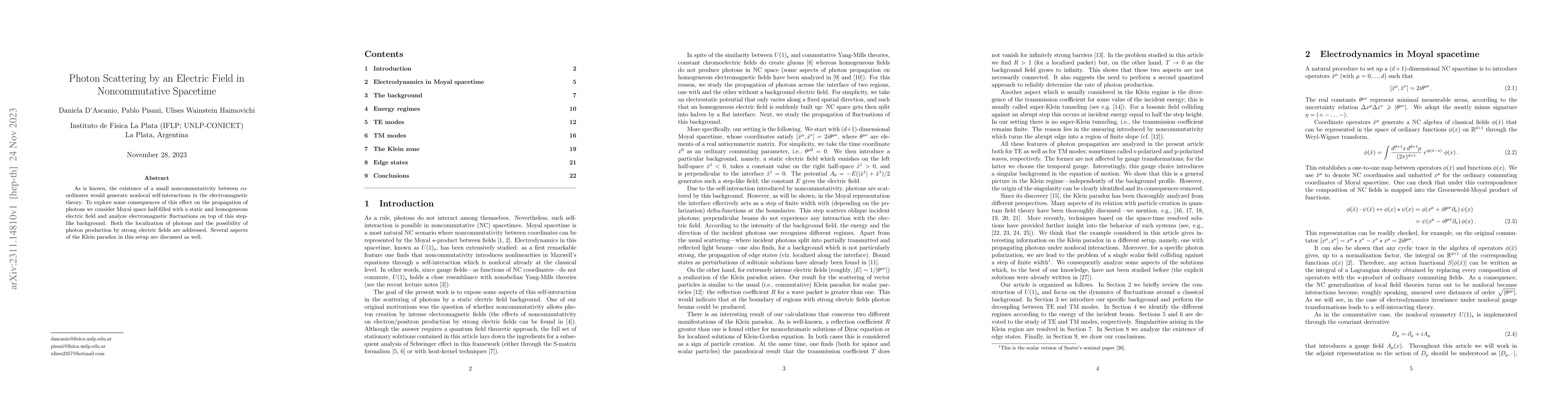 Thumbnail for Photon Scattering by an Electric Field in Noncommutative Spacetime
