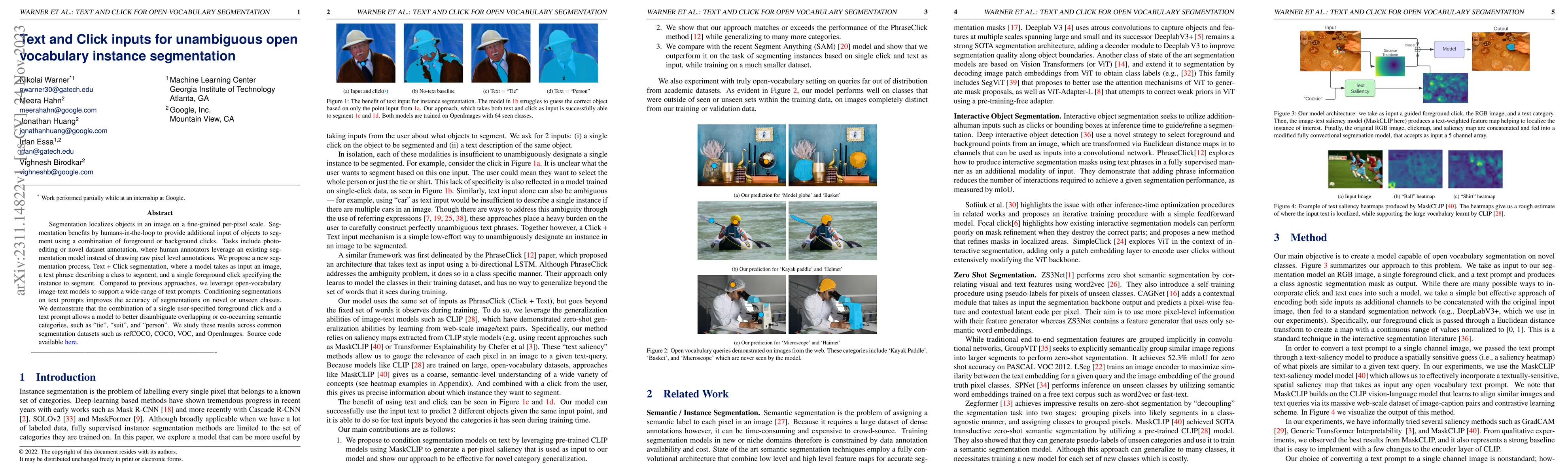 Thumbnail for Text and Click inputs for unambiguous open vocabulary instance
  segmentation