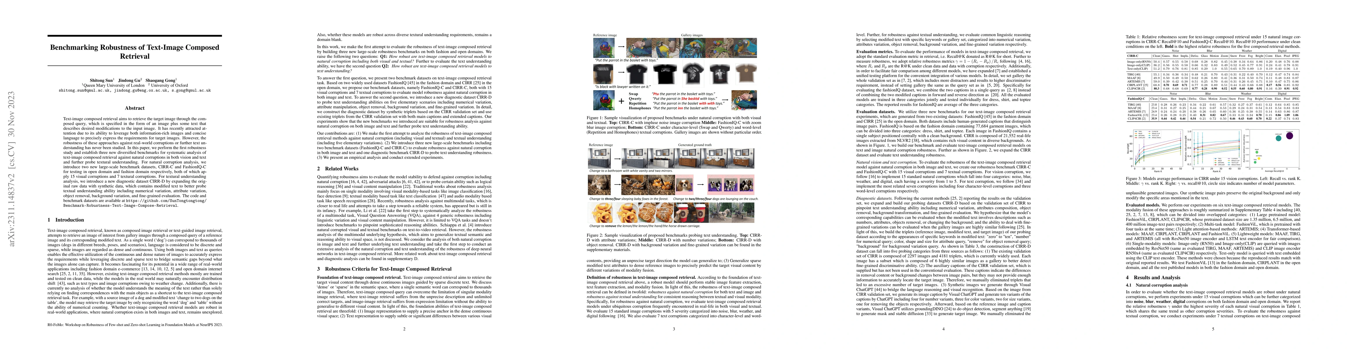 Thumbnail for Benchmarking Robustness of Text-Image Composed Retrieval