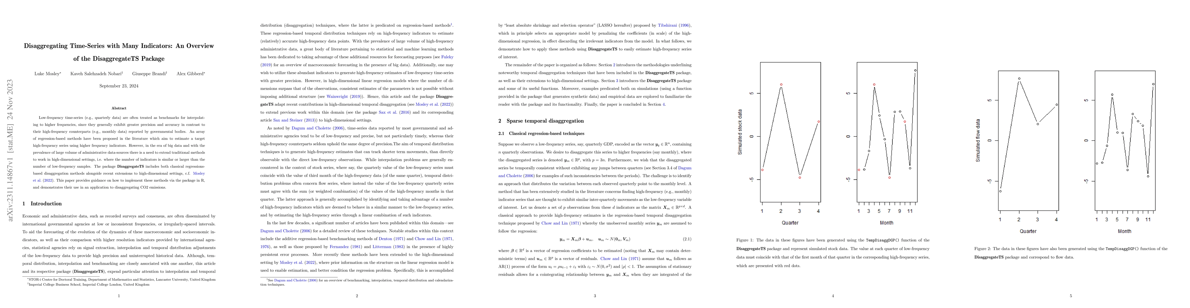 Thumbnail for Disaggregating Time-Series with Many Indicators: An Overview of the
  DisaggregateTS Package