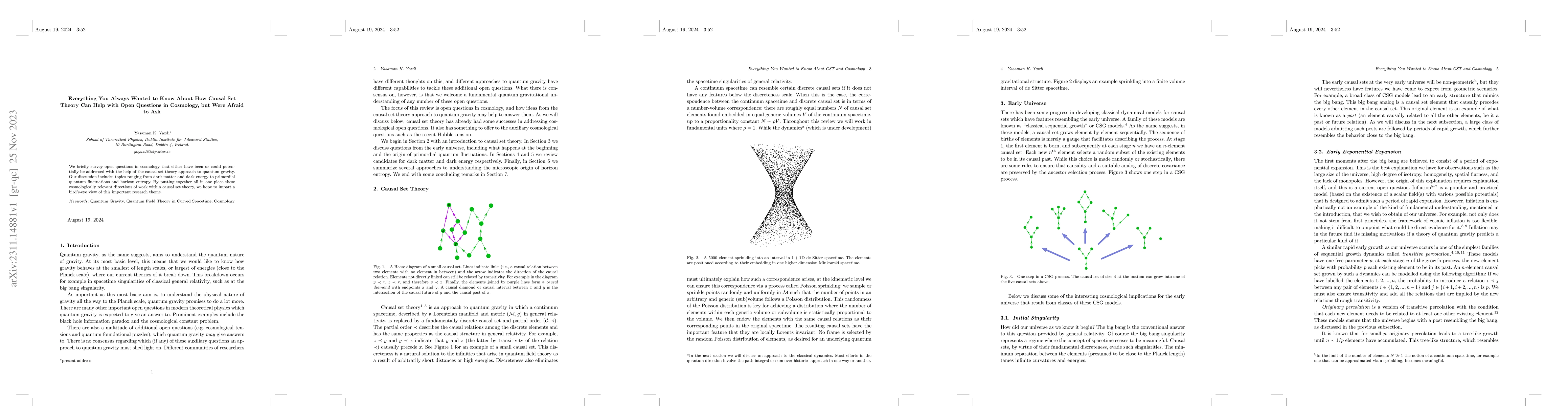 Thumbnail for Everything You Always Wanted to Know About How Causal Set Theory Can
  Help with Open Questions in Cosmology, but Were Afraid to Ask