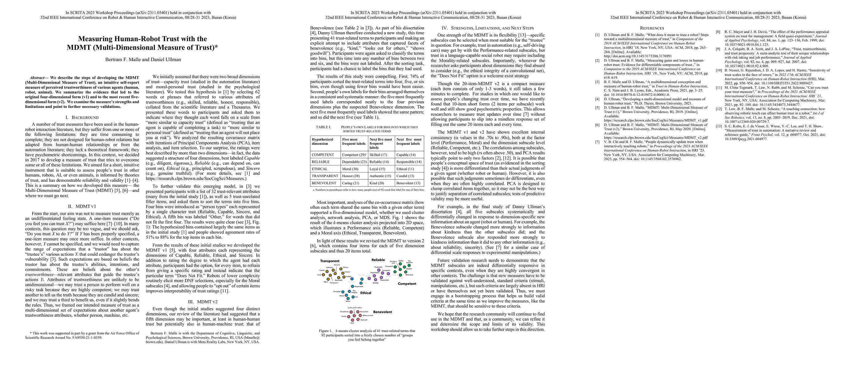 Thumbnail for Measuring Human-Robot Trust with the MDMT (Multi-Dimensional Measure of
  Trust)