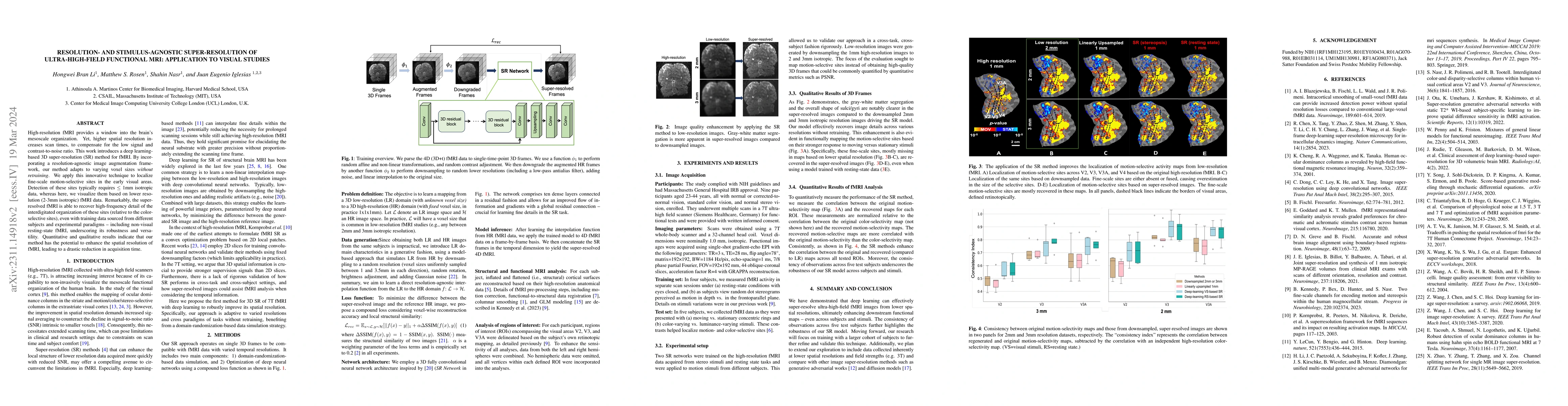 Thumbnail for Resolution- and Stimulus-agnostic Super-Resolution of Ultra-High-Field
  Functional MRI: Application to Visual Studies