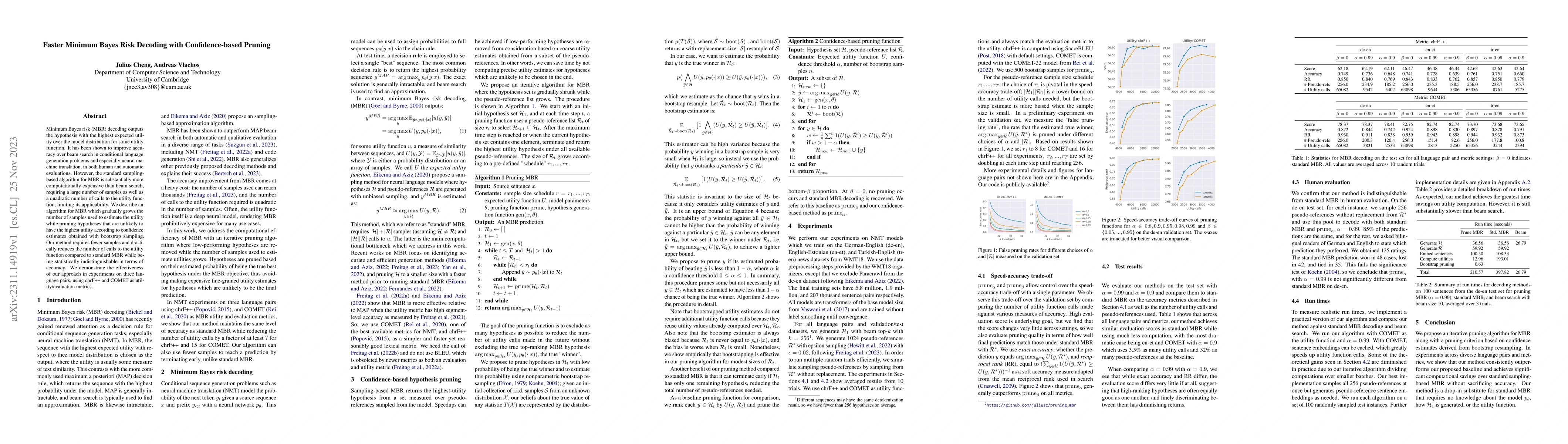Thumbnail for Faster Minimum Bayes Risk Decoding with Confidence-based Pruning