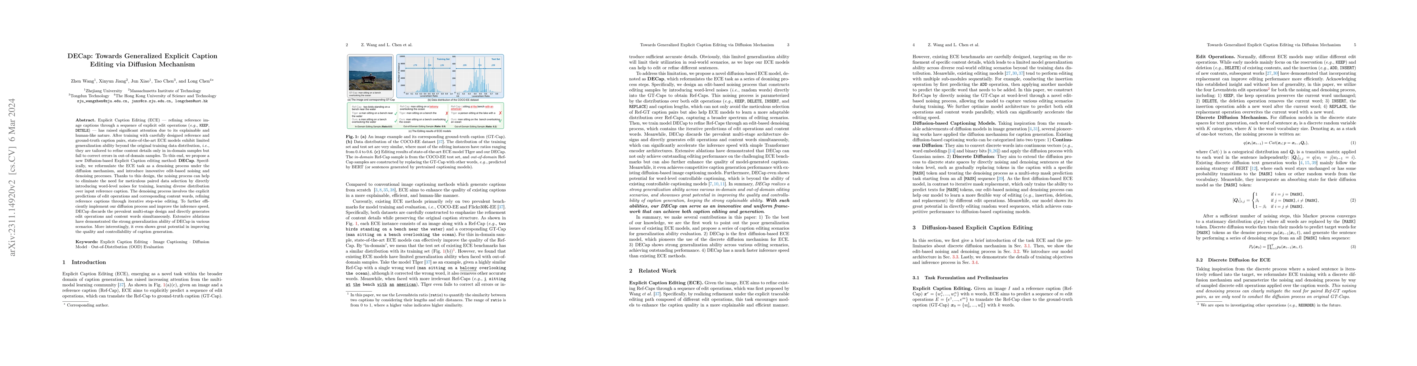 Thumbnail for DECap: Towards Generalized Explicit Caption Editing via Diffusion
  Mechanism