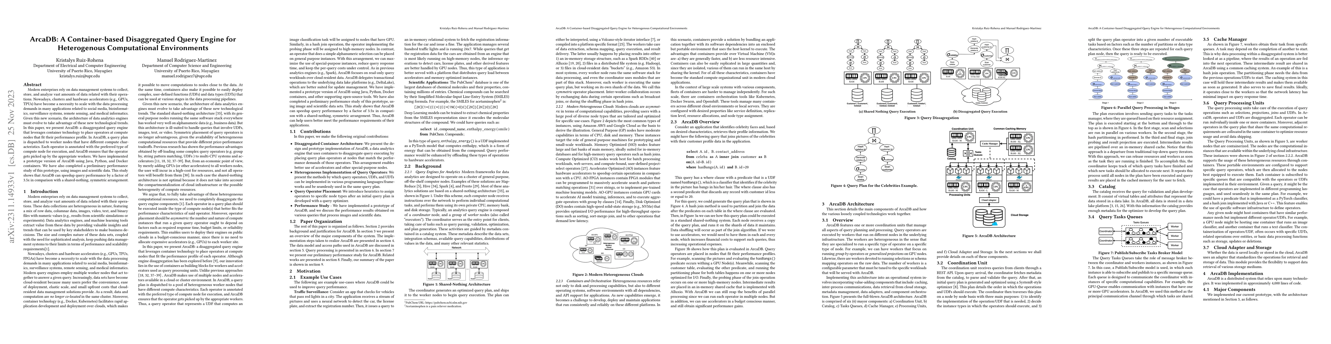Thumbnail for ArcaDB: A Container-based Disaggregated Query Engine for Heterogenous
  Computational Environments