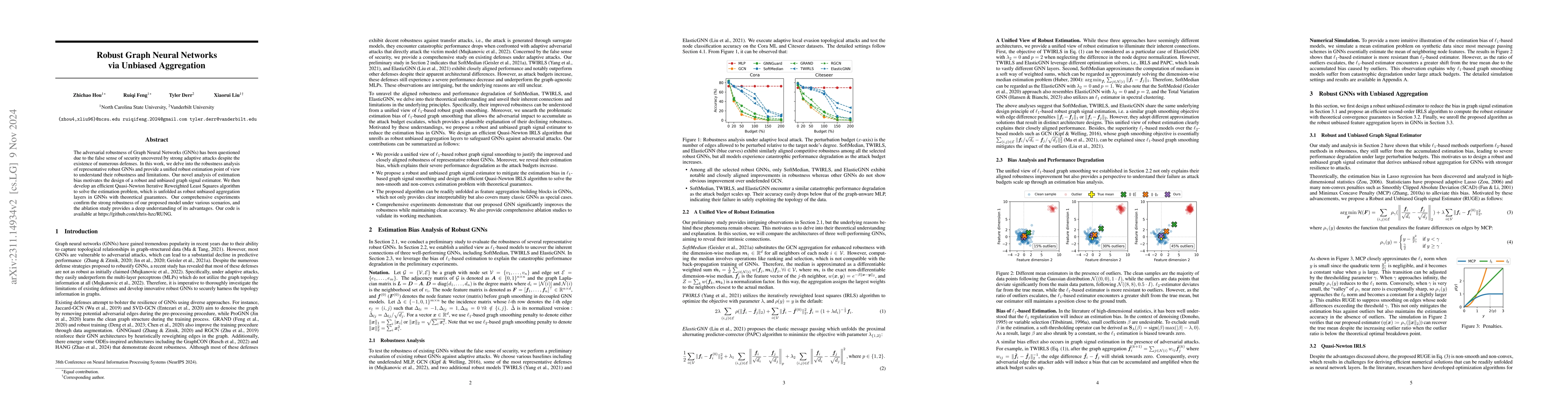 Thumbnail for Robust Graph Neural Networks via Unbiased Aggregation