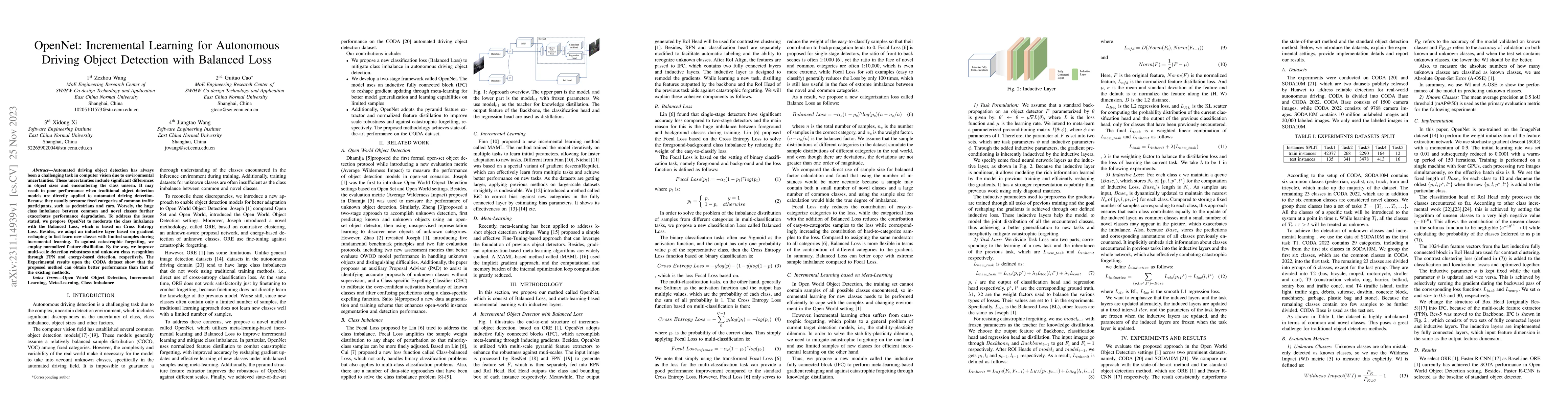 Thumbnail for OpenNet: Incremental Learning for Autonomous Driving Object Detection
  with Balanced Loss