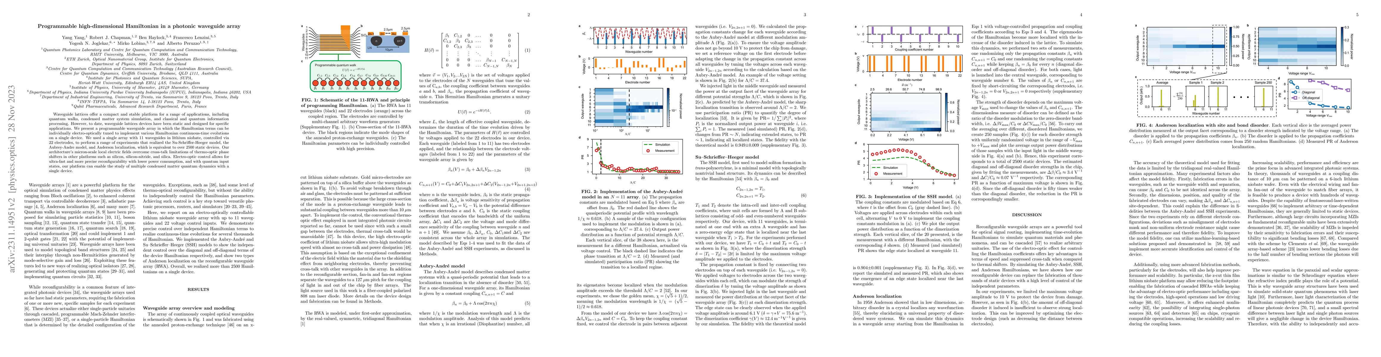 Thumbnail for Programmable high-dimensional Hamiltonian in a photonic waveguide array