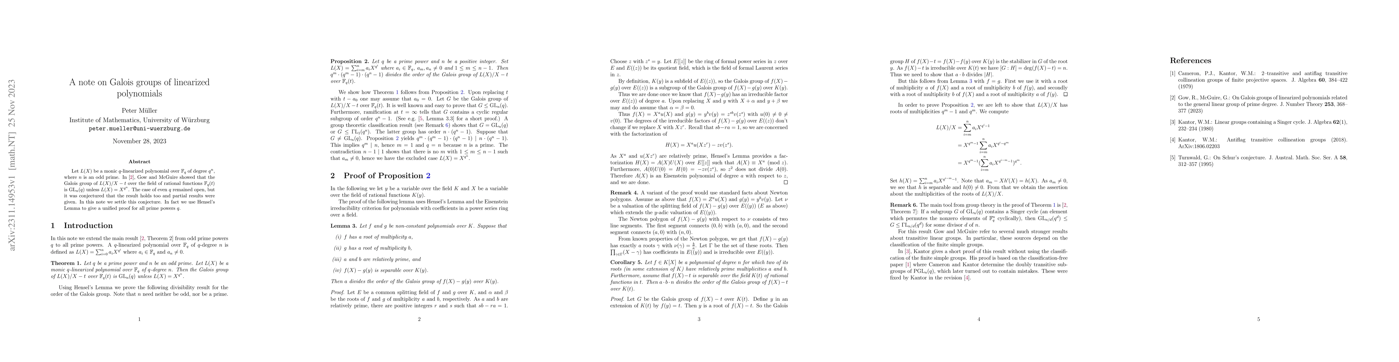 Thumbnail for A note on Galois groups of linearized polynomials