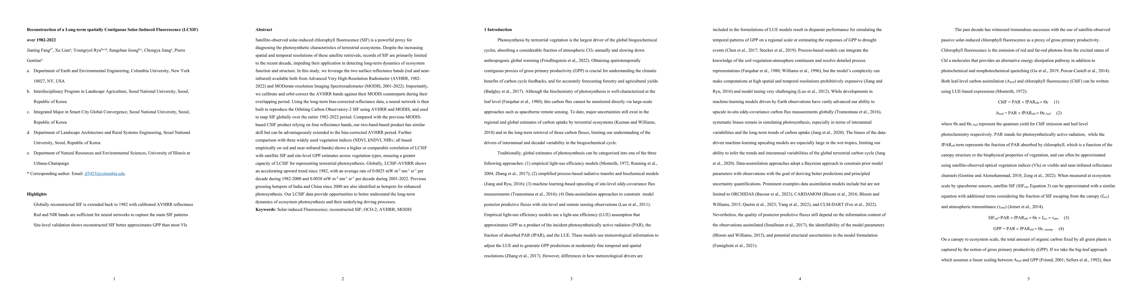 Thumbnail for Reconstruction of a Long-term spatially Contiguous Solar-Induced
  Fluorescence (LCSIF) over 1982-2022