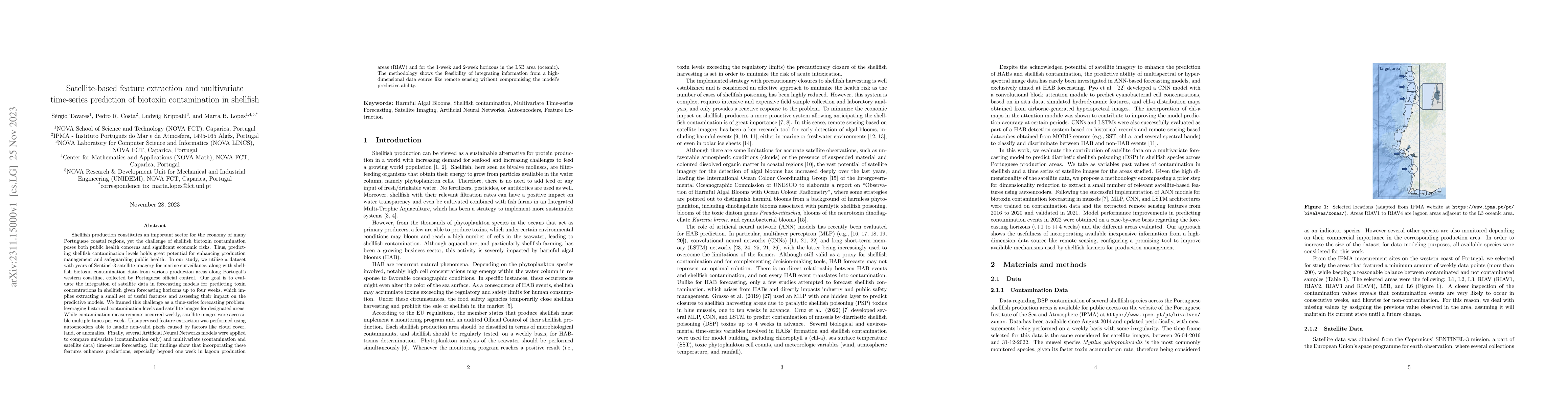 Thumbnail for Satellite-based feature extraction and multivariate time-series
  prediction of biotoxin contamination in shellfish