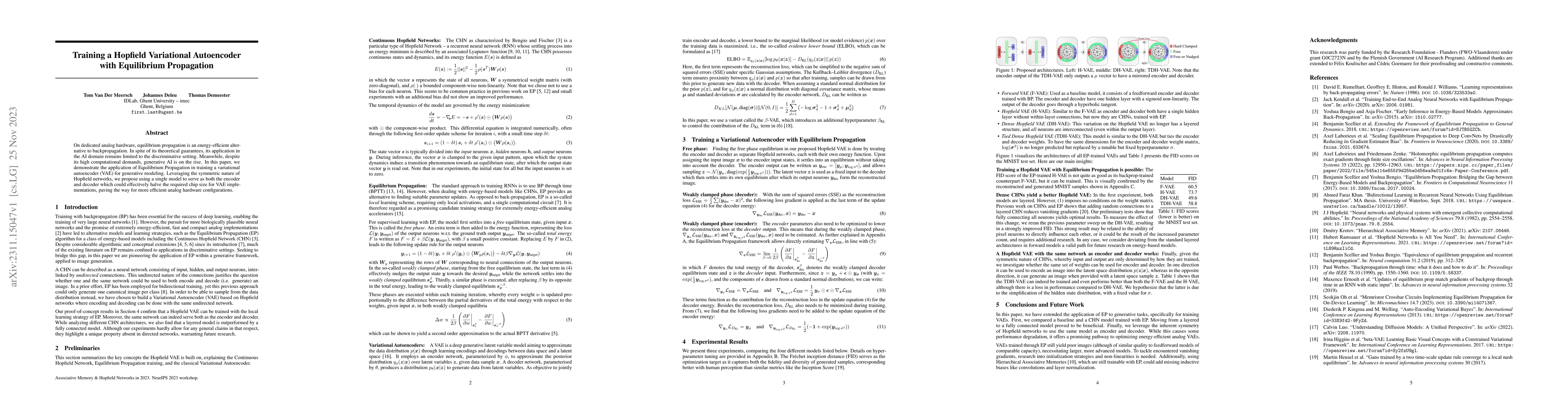 Thumbnail for Training a Hopfield Variational Autoencoder with Equilibrium Propagation