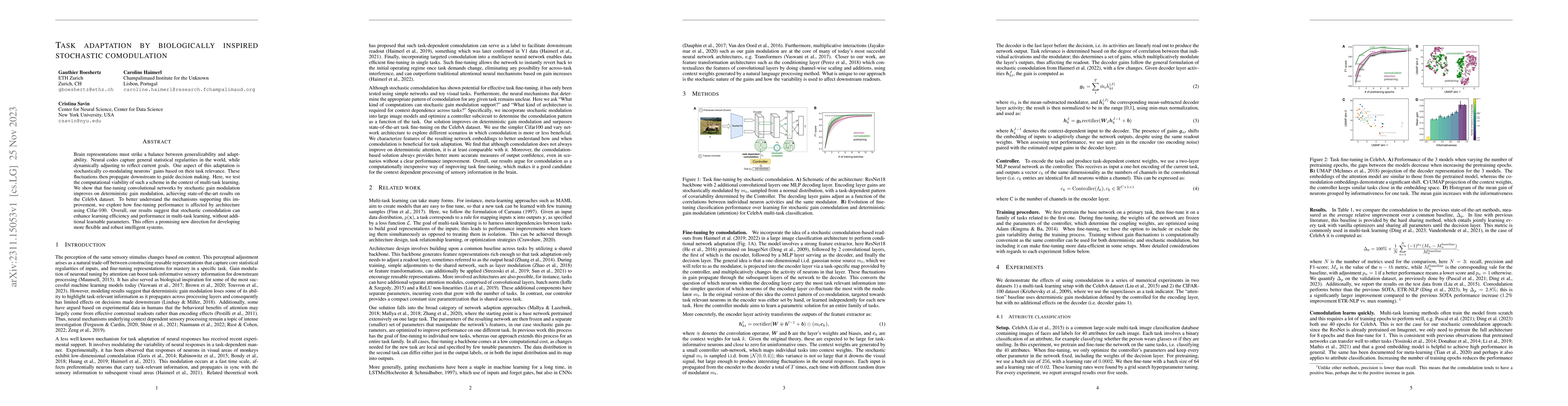 Thumbnail for Task adaption by biologically inspired stochastic comodulation