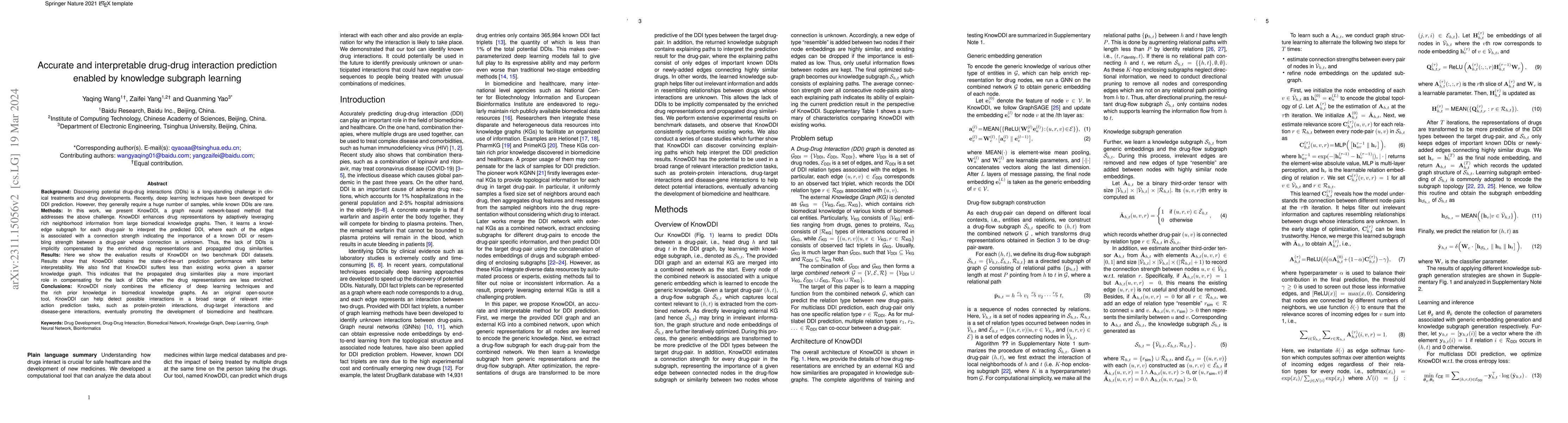Thumbnail for Accurate and interpretable drug-drug interaction prediction enabled by
  knowledge subgraph learning