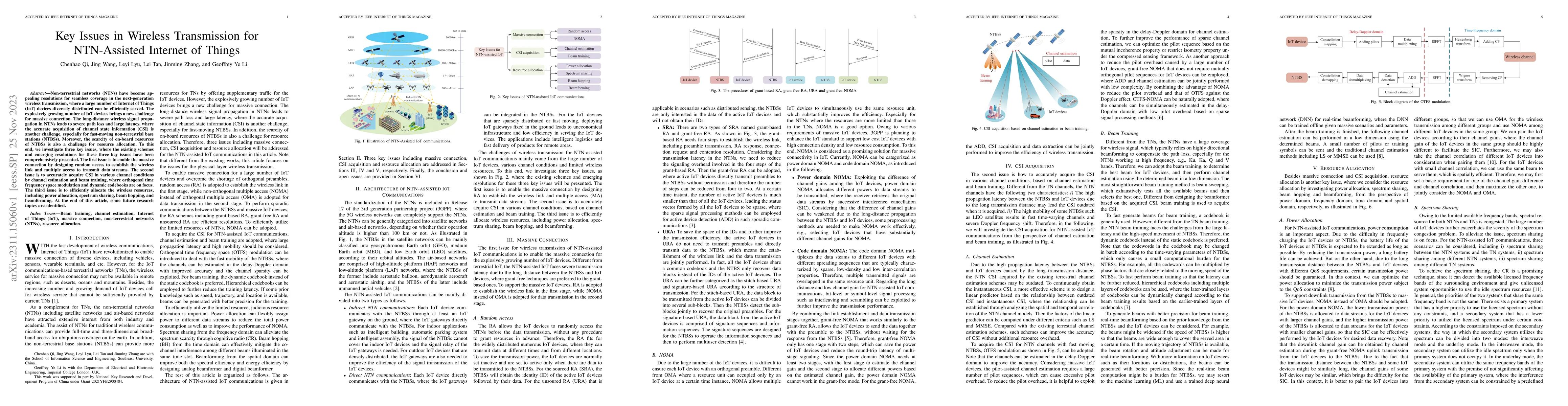 Thumbnail for Key Issues in Wireless Transmission for NTN-Assisted Internet of Things
