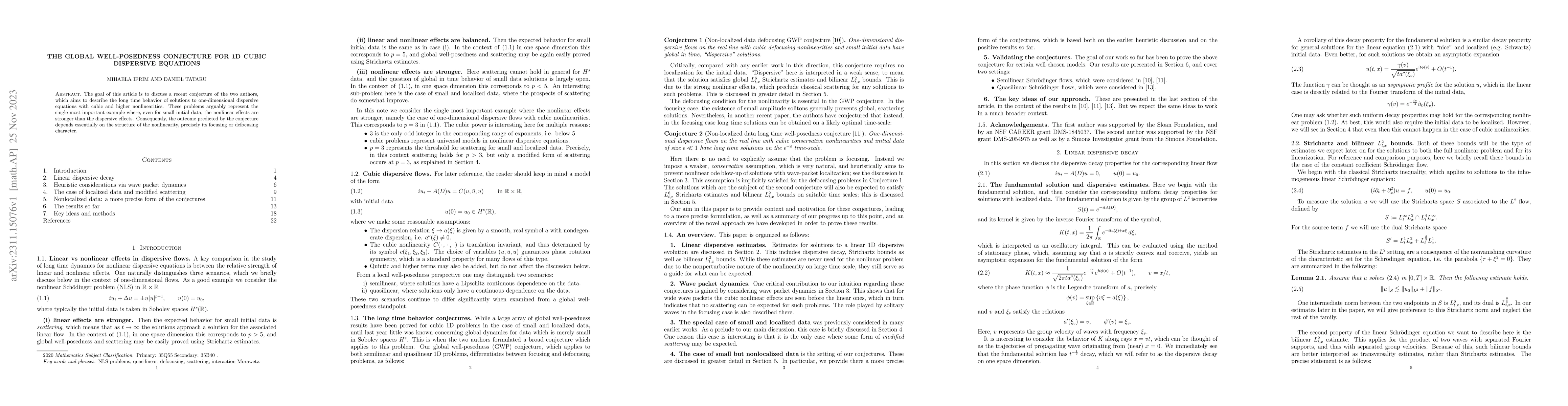 Thumbnail for The global well-posedness conjecture for 1D cubic dispersive equations