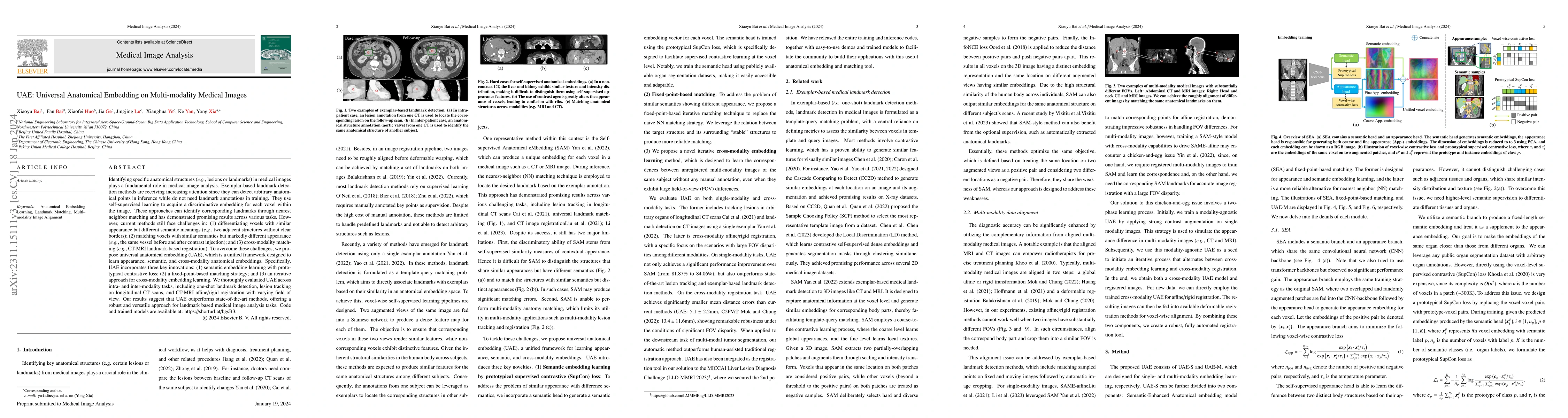 Thumbnail for UAE: Universal Anatomical Embedding on Multi-modality Medical Images
