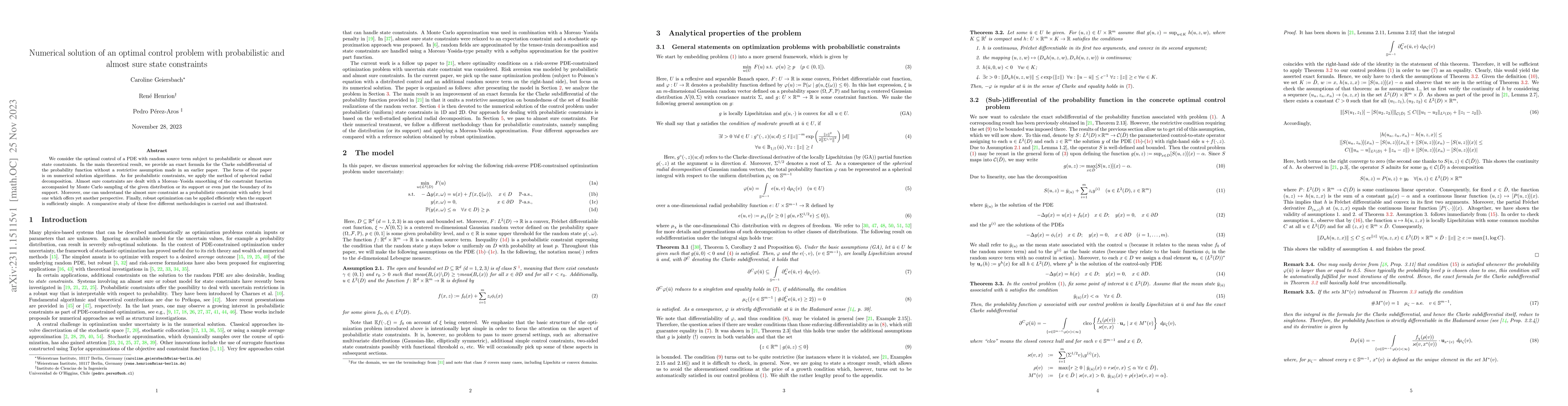 Thumbnail for Numerical solution of an optimal control problem with probabilistic and
  almost sure state constraints