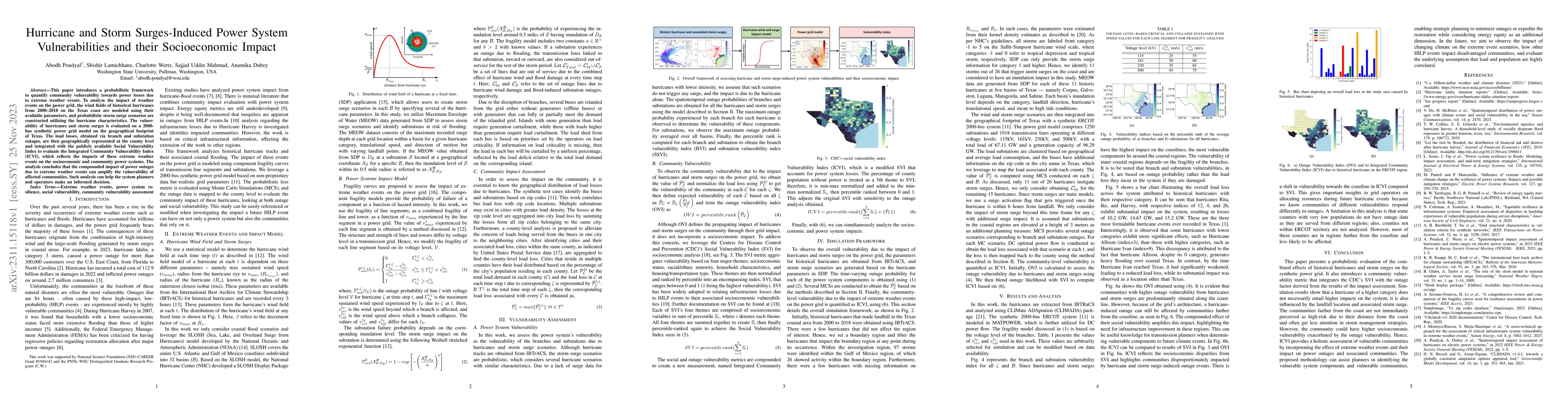 Thumbnail for Hurricane and Storm Surges-Induced Power System Vulnerabilities and
  their Socioeconomic Impact