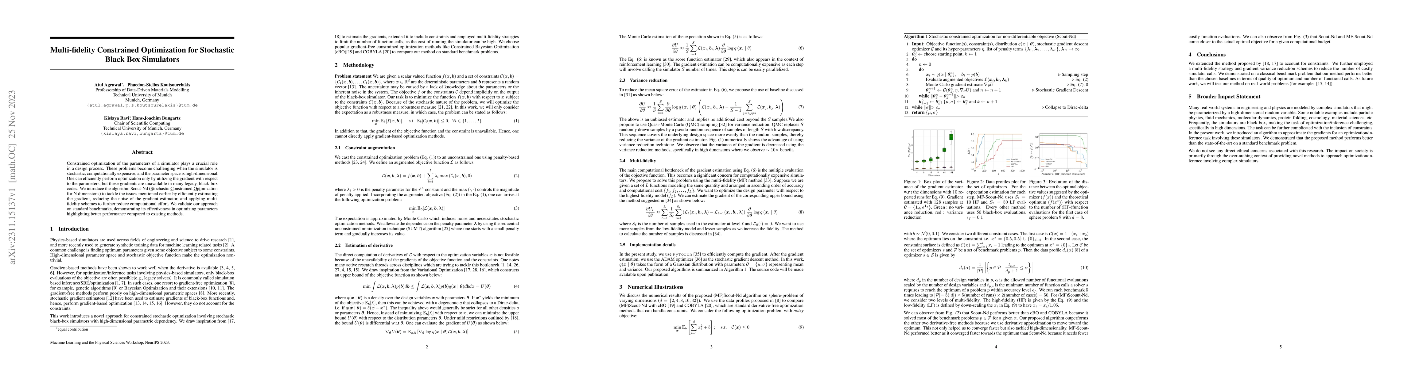 Thumbnail for Multi-fidelity Constrained Optimization for Stochastic Black Box
  Simulators