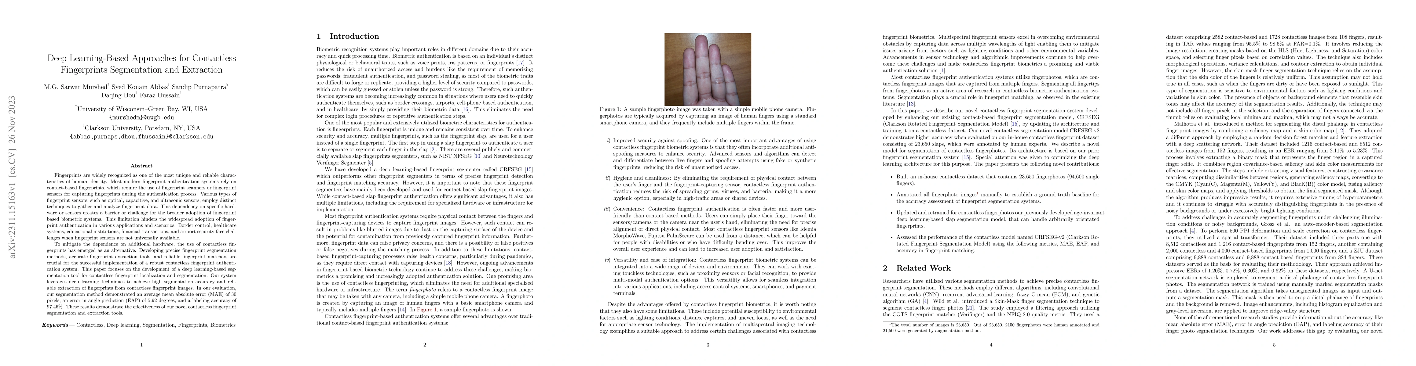 Thumbnail for Deep Learning-Based Approaches for Contactless Fingerprints Segmentation
  and Extraction