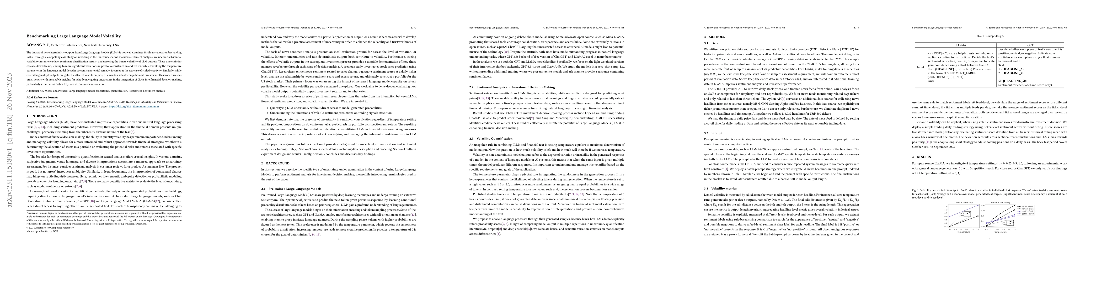 Thumbnail for Benchmarking Large Language Model Volatility