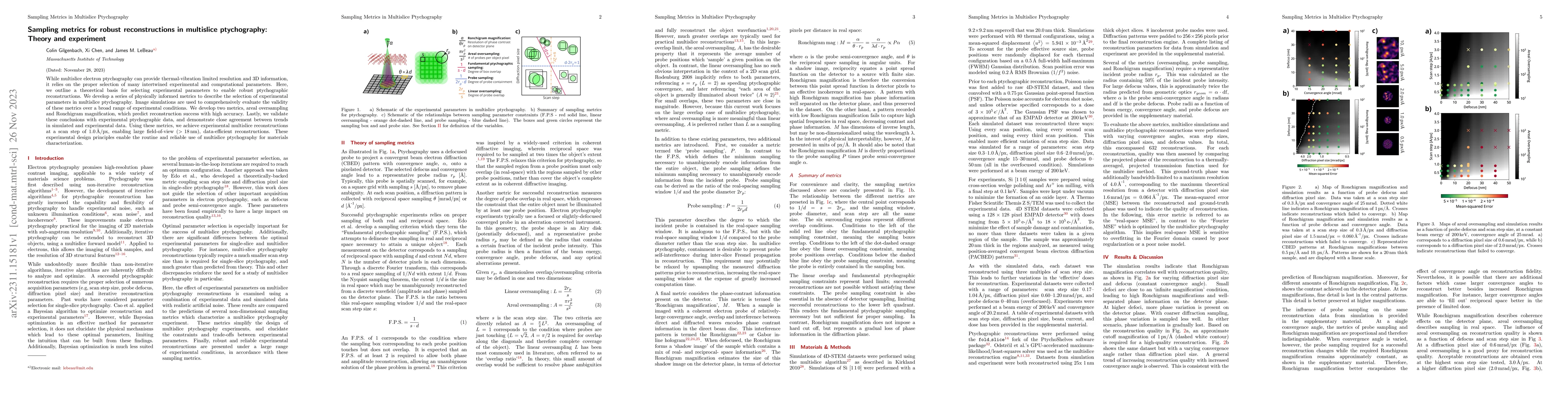Thumbnail for Sampling metrics for robust reconstructions in multislice ptychography:
  Theory and experiment