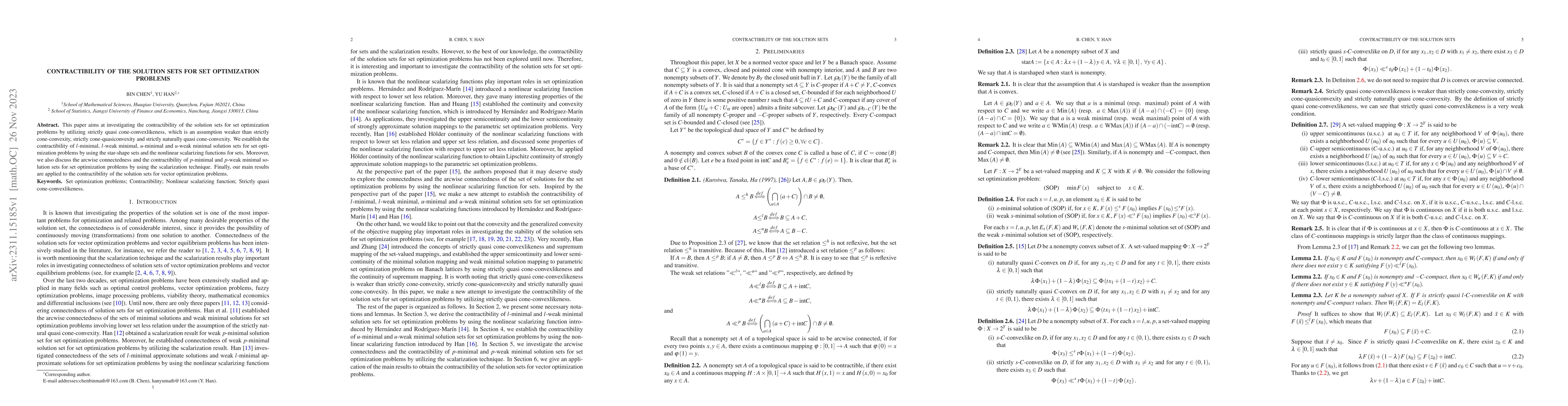 Thumbnail for Contractibility of the solution sets for set optimization problems