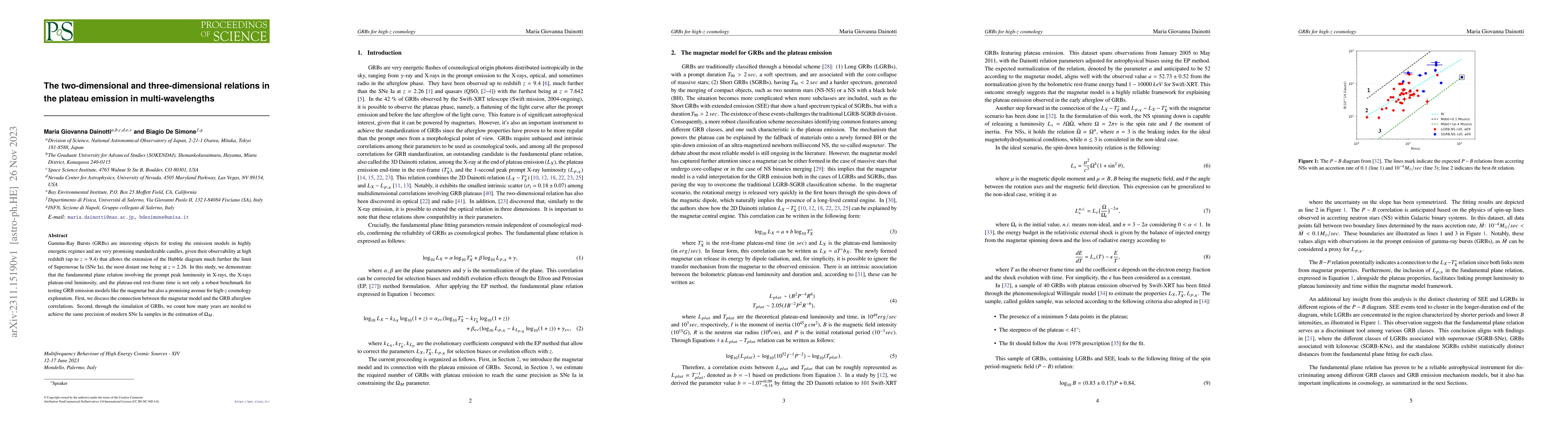 Thumbnail for The two-dimensional and three-dimensional relations in the plateau
  emission in multi-wavelengths