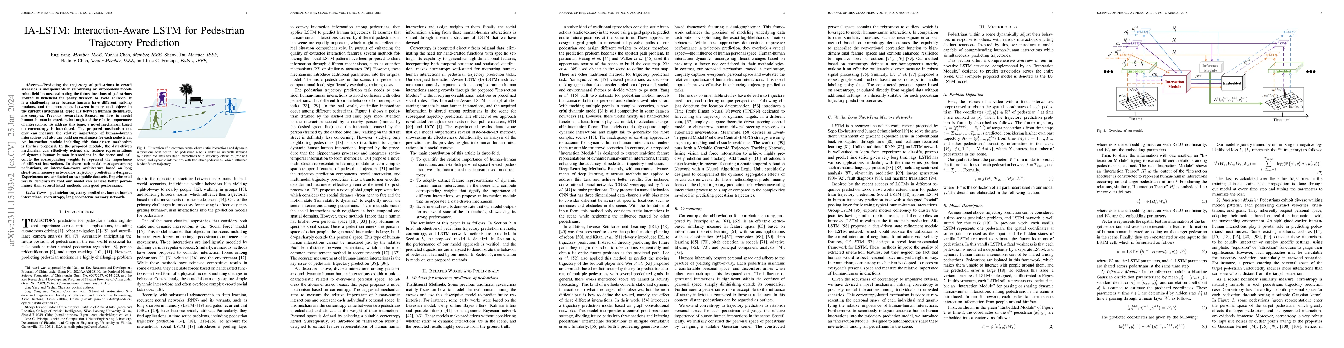 Thumbnail for IA-LSTM: Interaction-Aware LSTM for Pedestrian Trajectory Prediction
