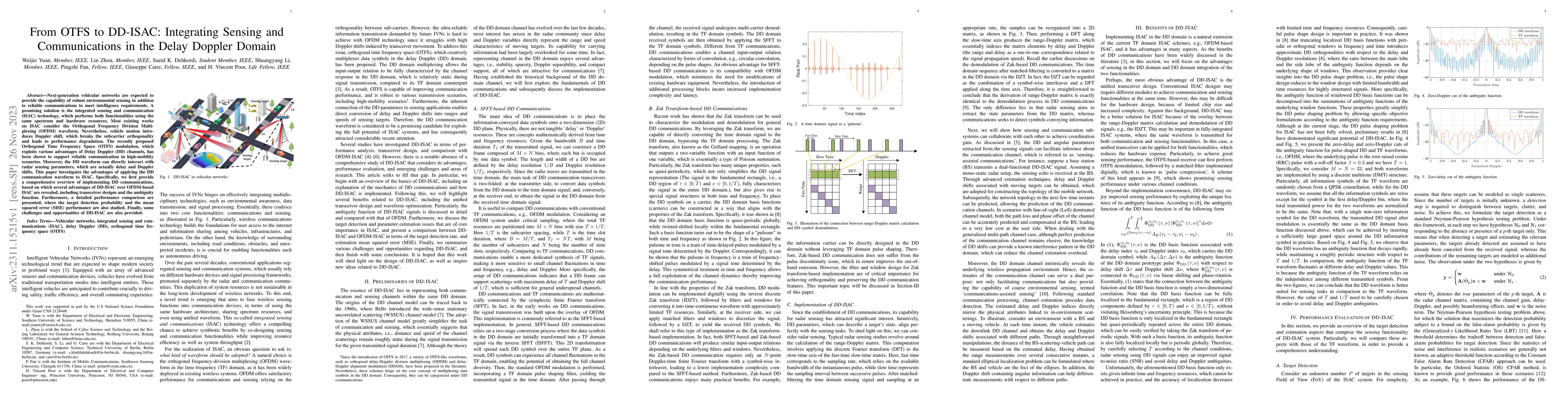 Thumbnail for From OTFS to DD-ISAC: Integrating Sensing and Communications in the
  Delay Doppler Domain