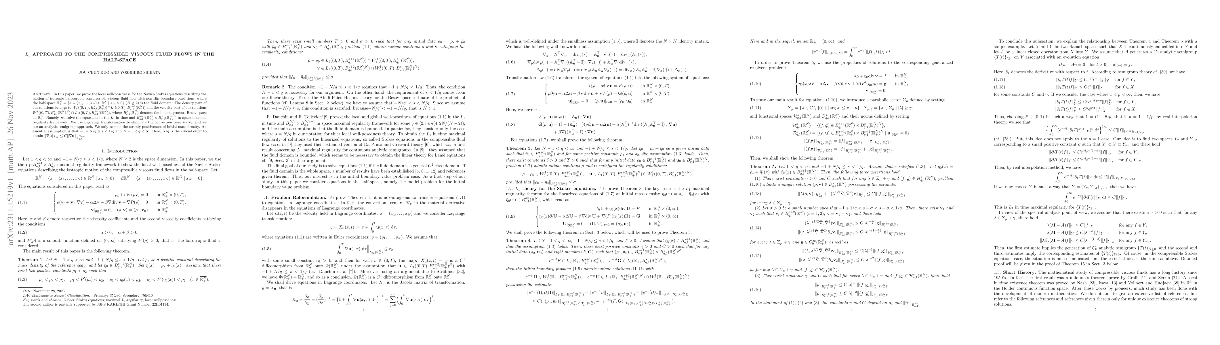 Thumbnail for $L_1$ approach to the compressible viscous fluid flows in the half-space